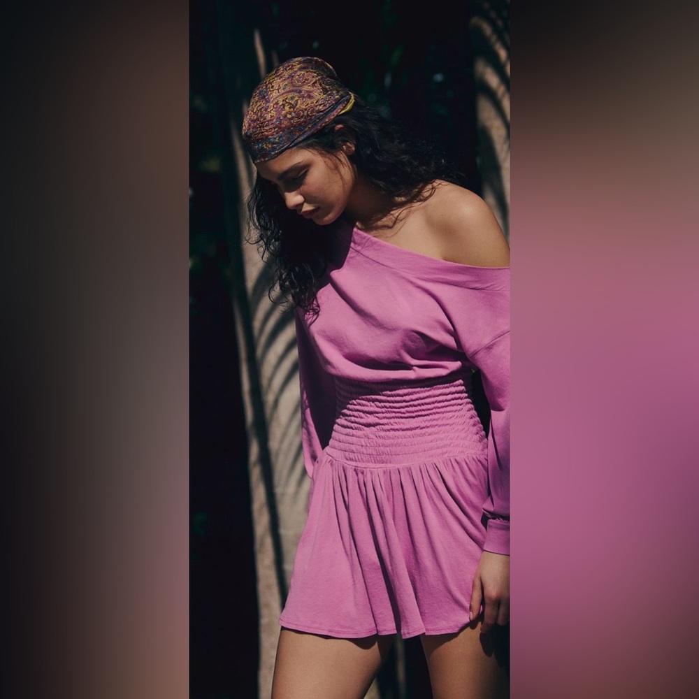 NWT FREE PEOPLE SCORCHING HOT LONG SLEEVE MINI DRESS WISTERIA - Picture 2 of 4
